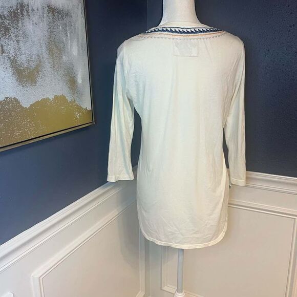 Johnny Was Embroidered Scoop Neck 3/4 Sleeve Tunic - Picture 4 of 7